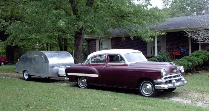 I tow my 1946 Tourette teardrop with my 54 BelAir on a regular basis for 