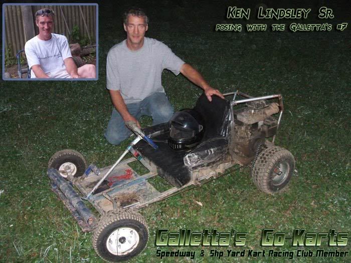 Ken Lindsley Sr. with the Galletta's Greenhouse #7 kart.