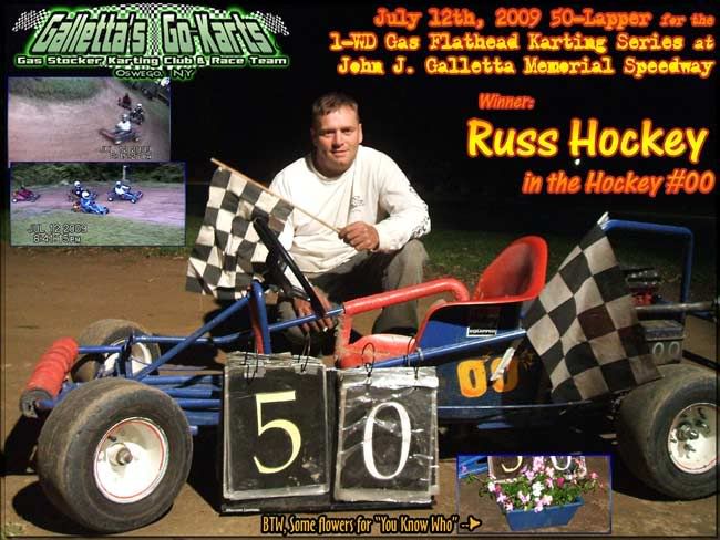 Russ Hockey wins the 50-lap feature on 7/12/2009 at Galletta's Raceway