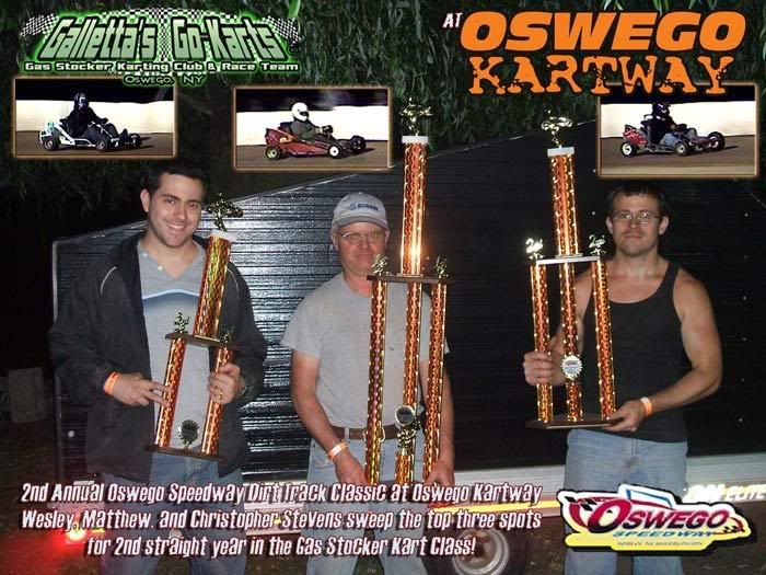 Chris, Wes, and Matt Stevens sweep the top 3 at the Oswego Kartway 2008 Gas Stocker Classic (again)!