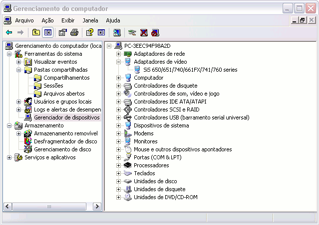 Lista de componentes do Windows