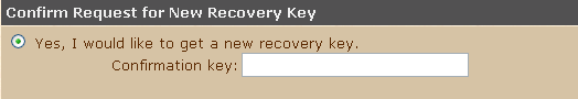 Fazendo nova Recovery Key