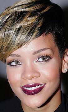 Rihanna - light eye color, glam lips