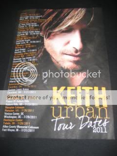 Keith Urban Tour Dates 2011 Concert T Shirt XL  