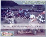 Wes Stevens won his 1st career feature win at the famed Oswego Speedway grounds - their new dirt track, later named Oswego Kartway on 8/18/2006!