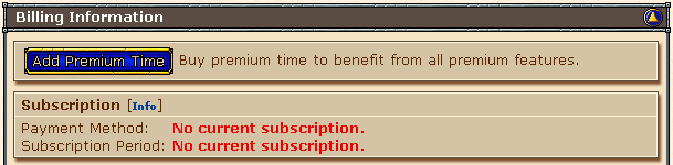 Clique em "Add Premium Time" para iniciar o processo de compra. Add Premium Time