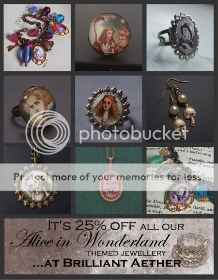 25% off alice in wonderland jewellery at Brilliant Aether