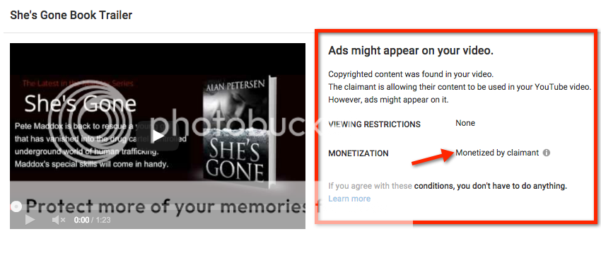 YouTube AdRev Copyright Claim Notice